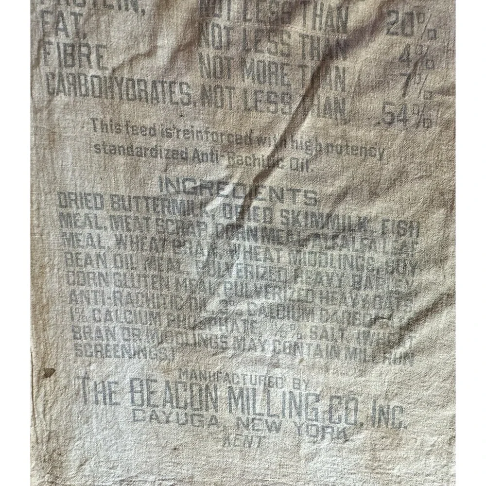Vintage Cayuga Chicken Feed Bag‎ Beacon Milling Co Laying Mash Indian Chief Head